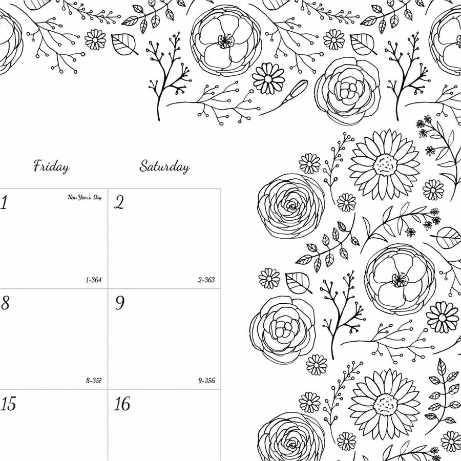 Blueline DoodlePlan Desk Pad - Botanica - Julian Dates - Monthly - January 2027 to December 2027 - 1 Month Single Page L
