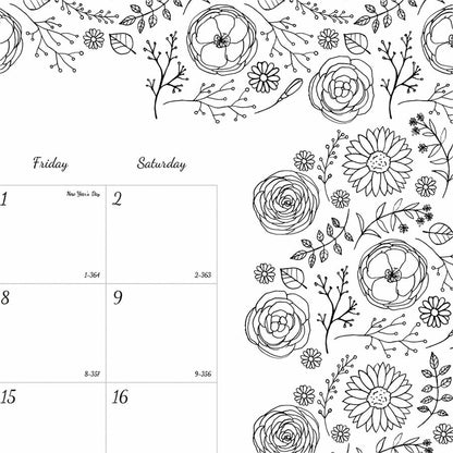 Blueline DoodlePlan Desk Pad - Botanica - Julian Dates - Monthly - January 2027 to December 2027 - 1 Month Single Page L