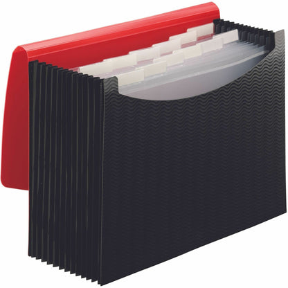Smead Letter Expanding File - 8 1/2" x 11" - 12 Internal Pocket - Red, Black - 1 Each