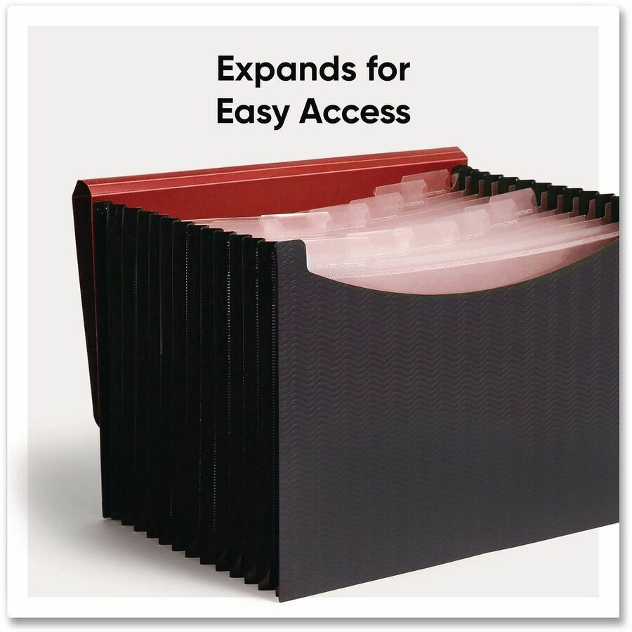 Smead Letter Expanding File - 8 1/2" x 11" - 12 Internal Pocket - Red, Black - 1 Each
