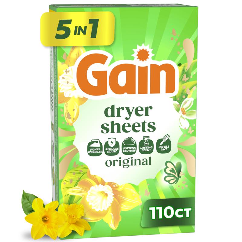 Gain Original Scent Dryer Sheets Sheets 120 pk