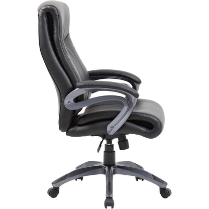 Boss B8661 Executive Chair - Black Seat Color - LeatherPlus Seat Material - Gray Back Color - Leather Back Material - Bl