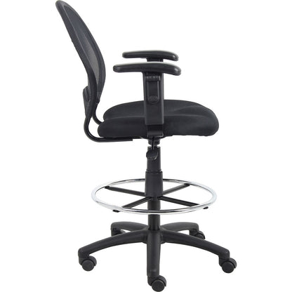 Boss B16216 Drafting Chair - Black Seat Color - Mesh Seat Material - Black Back Color - Ballistic Nylon, Metal Back Mate