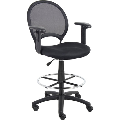 Boss B16216 Drafting Chair - Black Seat Color - Mesh Seat Material - Black Back Color - Ballistic Nylon, Metal Back Mate