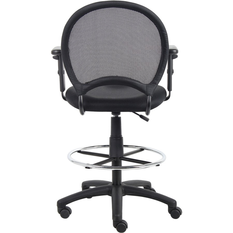 Boss B16216 Drafting Chair - Black Seat Color - Mesh Seat Material - Black Back Color - Ballistic Nylon, Metal Back Mate