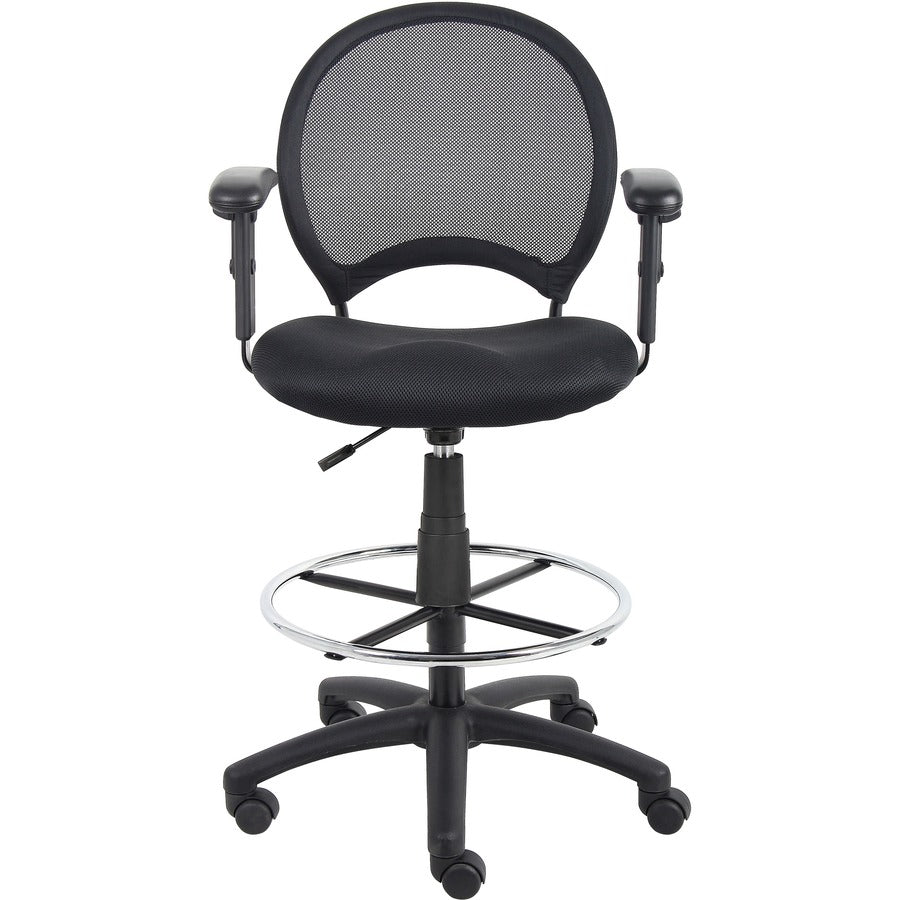 Boss B16216 Drafting Chair - Black Seat Color - Mesh Seat Material - Black Back Color - Ballistic Nylon, Metal Back Mate