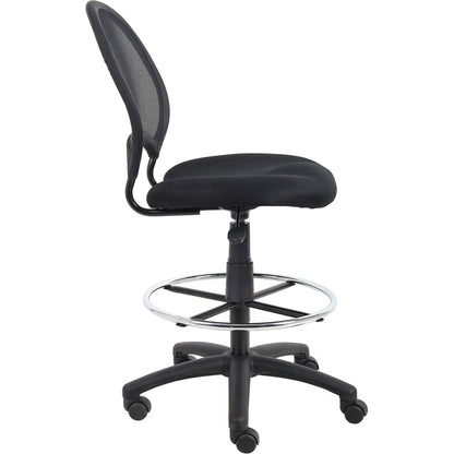 Boss B16215 Drafting Chair - Black Seat Color - Mesh Seat Material - Black Back Color - Ballistic Nylon, Metal Back Mate