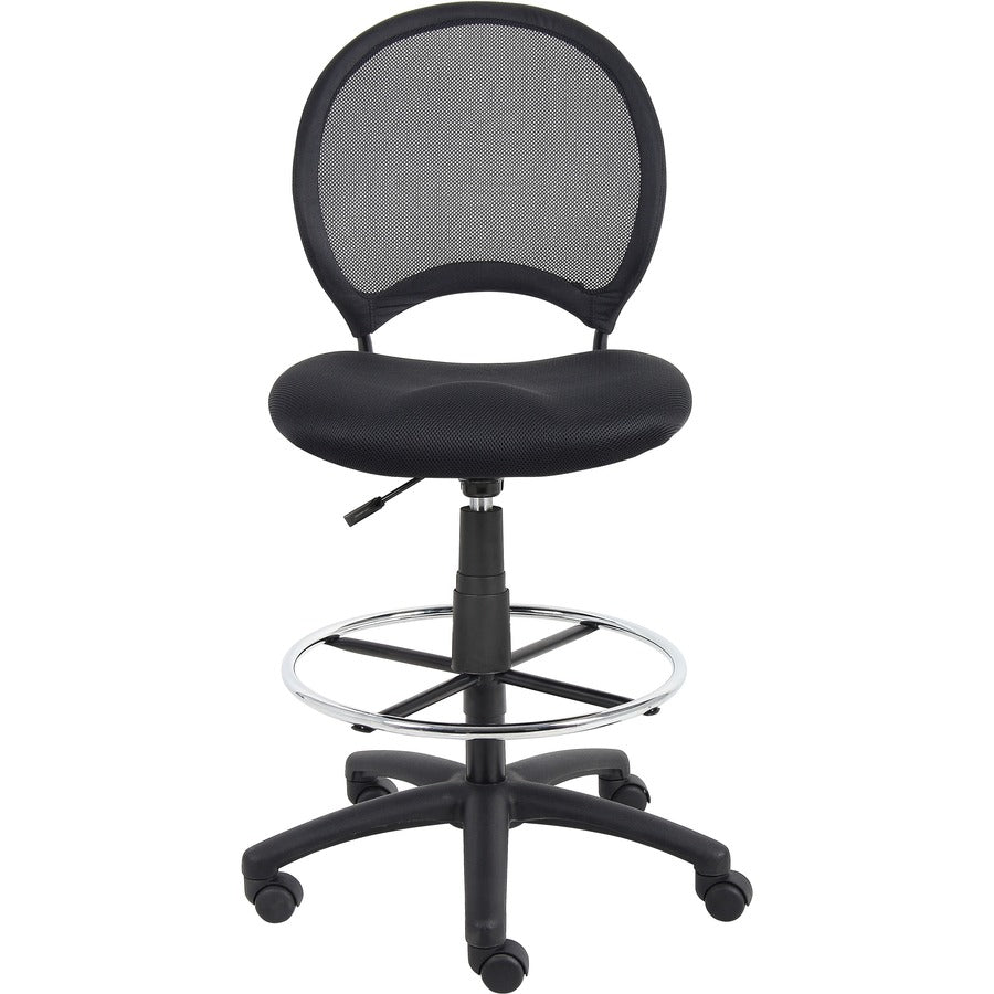 Boss B16215 Drafting Chair - Black Seat Color - Mesh Seat Material - Black Back Color - Ballistic Nylon, Metal Back Mate