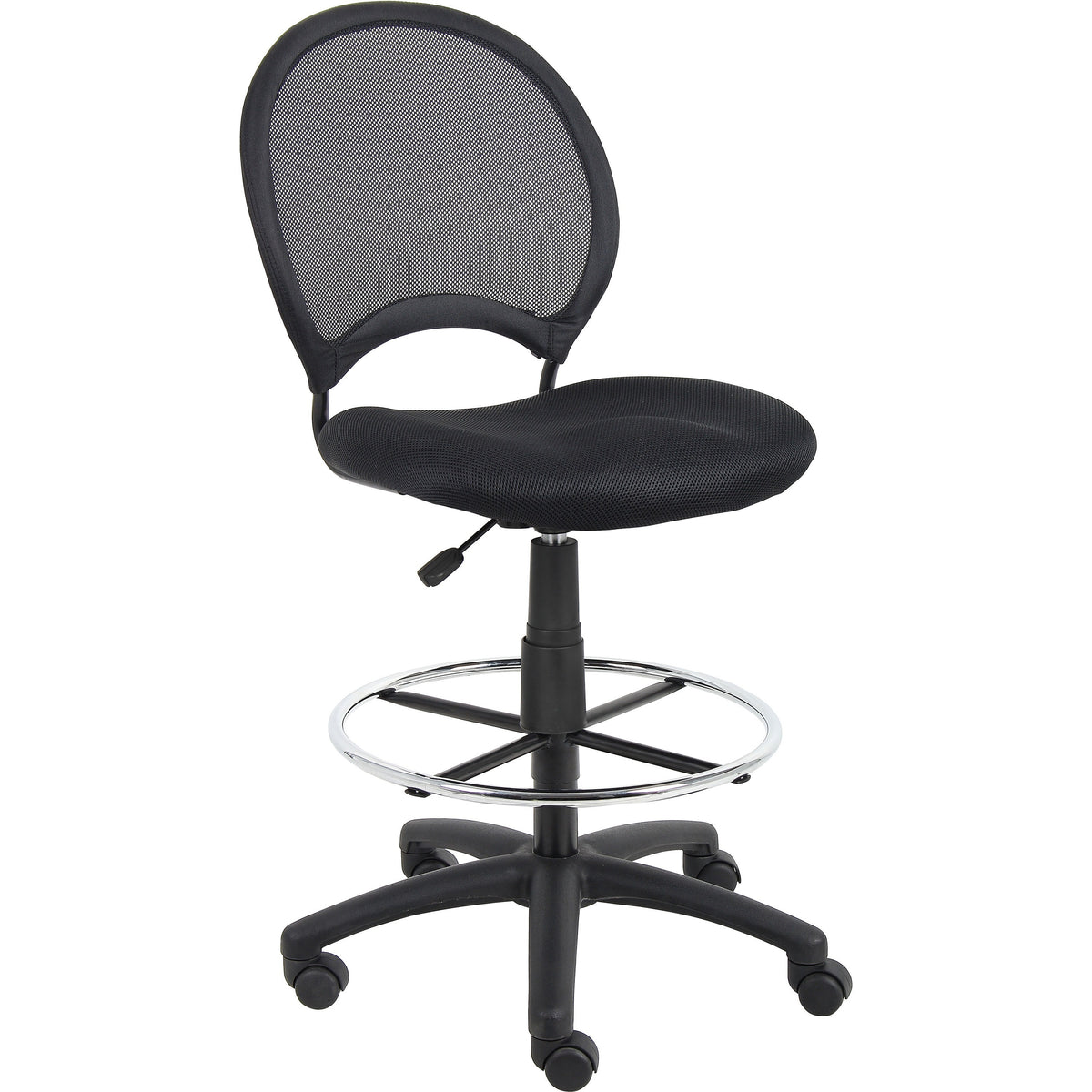 Boss B16215 Drafting Chair - Black Seat Color - Mesh Seat Material - Black Back Color - Ballistic Nylon, Metal Back Mate