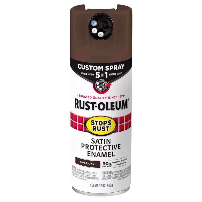 Rust-Oleum Stops Rust Indoor and Outdoor Satin Dark Brown Oil Modified Alkyd Spray Paint 12 oz
