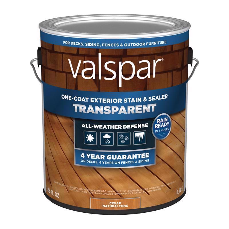Valspar One-Coat Transparent Cedar Natural Tone Water-Based Acrylic Stain and Sealer 1 gal
