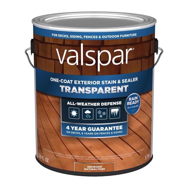 Valspar One-Coat Transparent Redwood Natural tone Water-Based Acrylic Stain and Sealer 1 gal