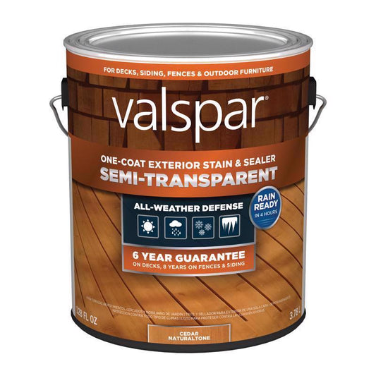 Valspar One-Coat Semi-Transparent Cedar Natural tone Water-Based Acrylic Stain and Sealer 1 gal