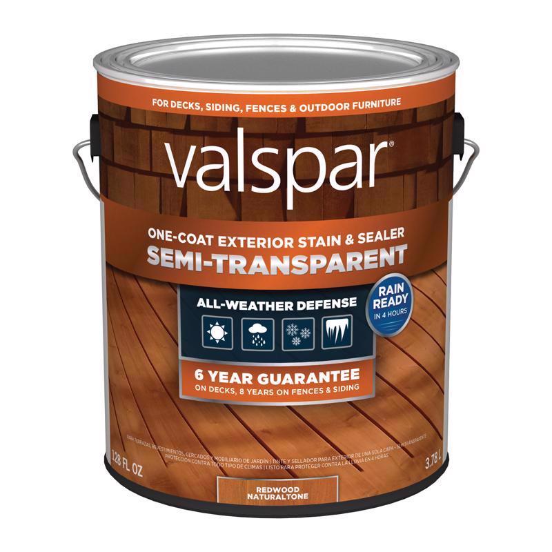 Valspar One-Coat Semi-Transparent Redwood Naturaltone Water-Based Acrylic Stain and Sealer 1 gal