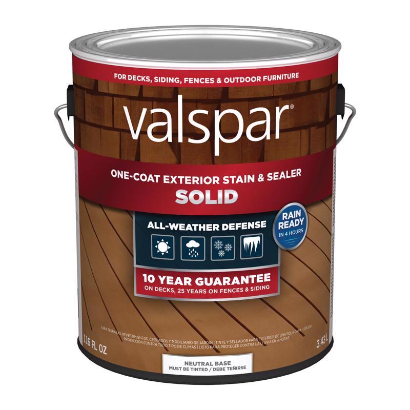 Valspar One-Coat Solid Tintable Neutral Base Water-Based Acrylic Stain and Sealer 1 gal