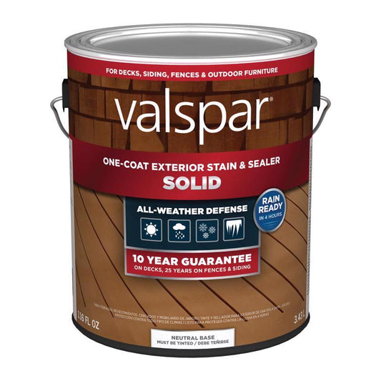 Valspar One-Coat Solid Tintable Neutral Base Water-Based Acrylic Stain and Sealer 1 gal