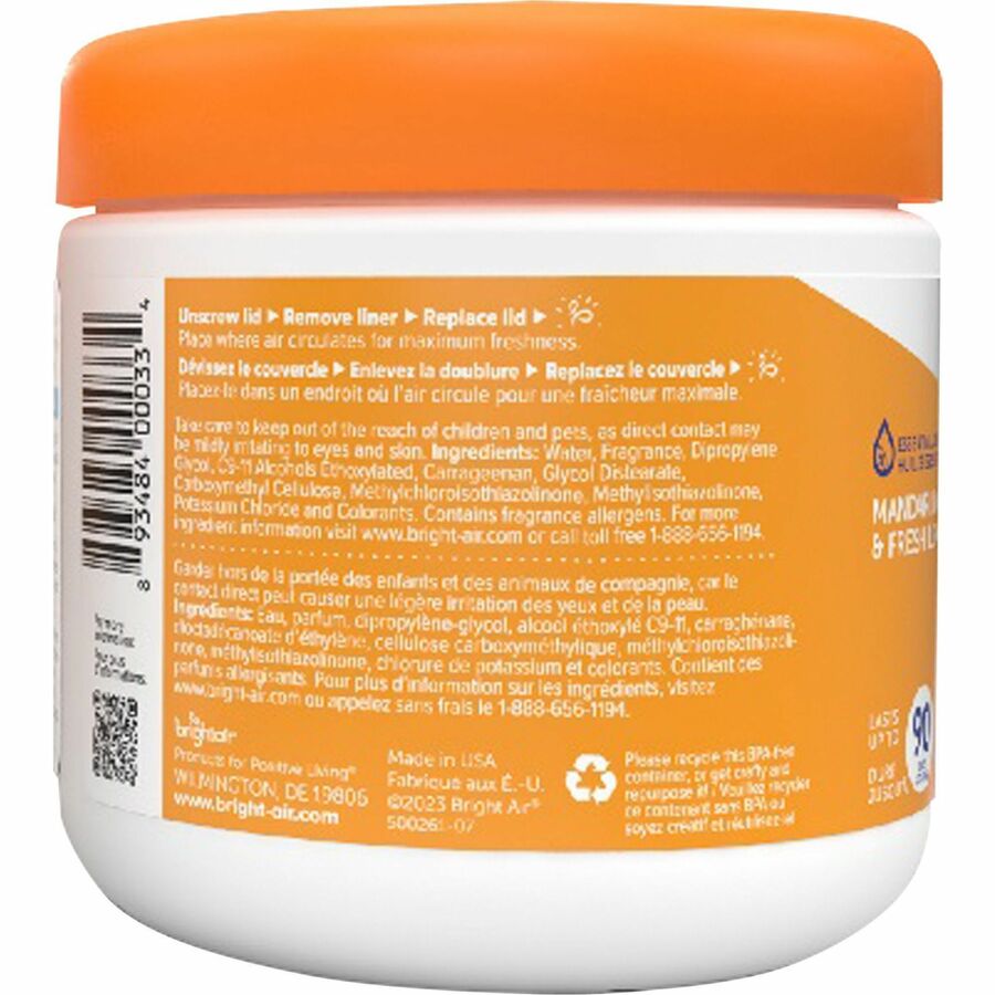 Bright Air Super Odor Eliminator Air Freshener - Gel - 14 fl oz (0.4 quart) - Fresh Lemon, Mandarin Orange - 60 Day - 6 