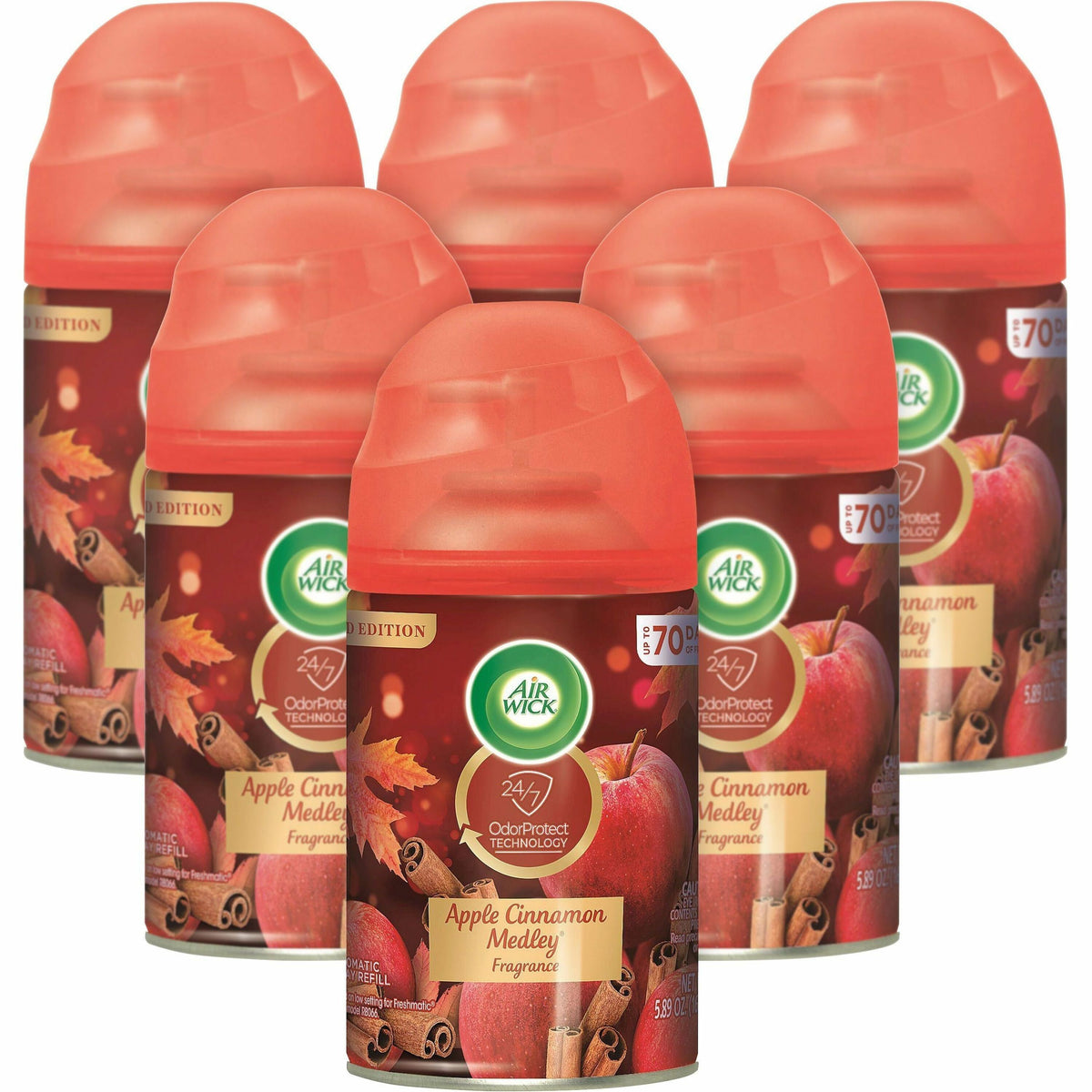 Air Wick Freshmatic Refill Apple/Cinnamon Spray - Aerosol - 5.9 fl oz (0.2 quart) - Apple Cinnamon Medley - 60 Day - 6 /