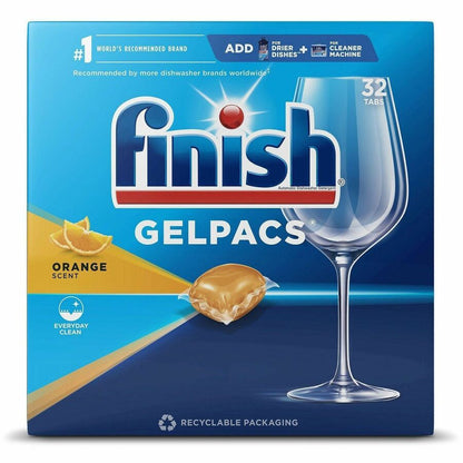 Finish Dishwasher Gel Packs - For Multipurpose - Gel - 1.3 fl oz (0 quart) - Orange Scent - 8 / Carton