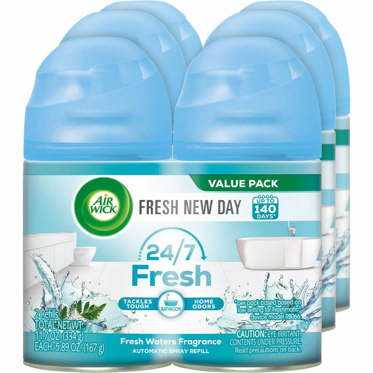Air Wick Freshmatic Air Freshener Spray Refill - Aerosol - 5.90 oz - Fresh Waters - 60 Day - Odor Neutralizer - 2 Pack -