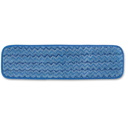 Rubbermaid Commercial Hygen 18" Microfiber Wet Pad - 5.2" Width x 18" Length - Durable - MicroFiber - Blue - 12 / Carton