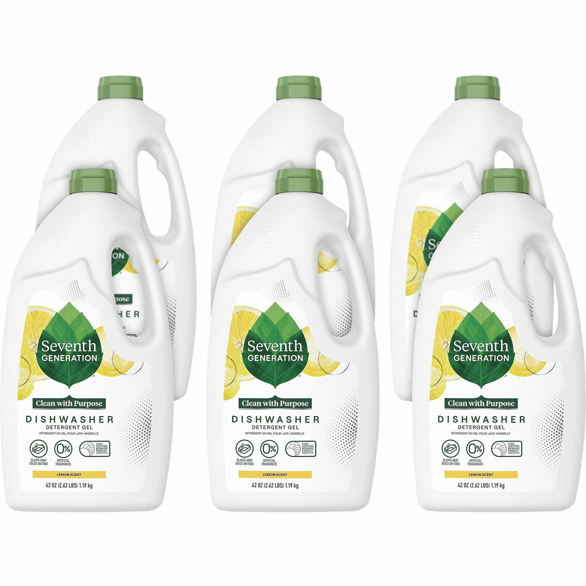 Seventh Generation Dishwasher Detergent - 42 oz (2.62 lb) - Lemon Scent - 6 / Carton