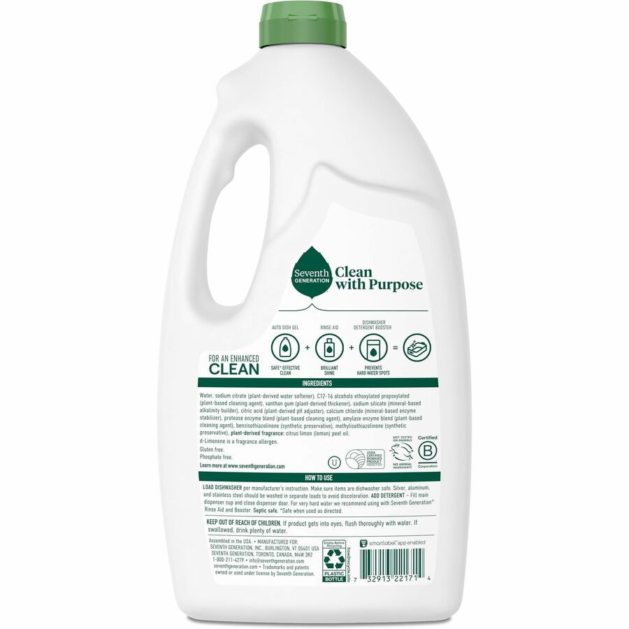 Seventh Generation Dishwasher Detergent - 42 oz (2.62 lb) - Lemon Scent - 6 / Carton