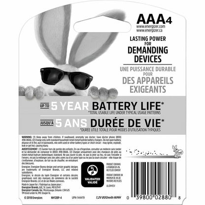 Energizer Recharge Power Plus Rechargeable AAA Battery 4-Packs - For Multipurpose - Battery Rechargeable - AAA - 850 mAh