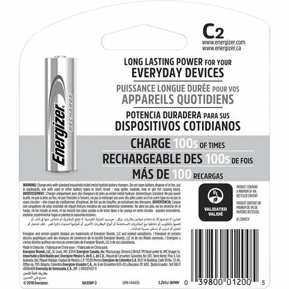 Energizer Recharge Universal Rechargeable C Battery 2-Packs - For Multipurpose - Battery Rechargeable - C - 2/Pack - 24 