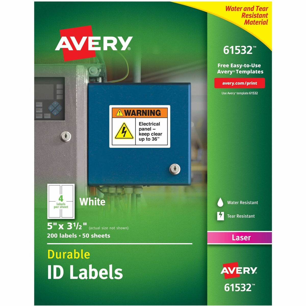 Avery® TrueBlock ID Label - 5" Width x 3 1/2" Length - Permanent Adhesive - Rectangle - Laser - Matte White - Matte - Fi