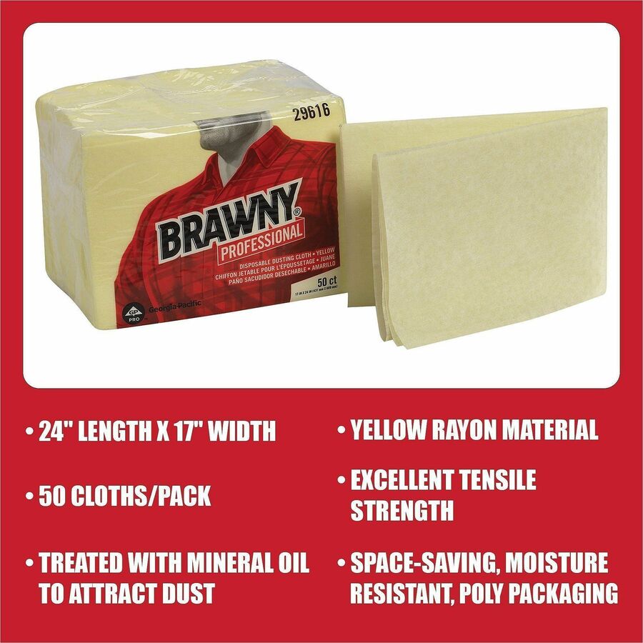 Brawny® Professional Disposable Dusting Cloths - For Household, Janitorial - Wipe - 24" Length x 17" Width - 4 / Carton