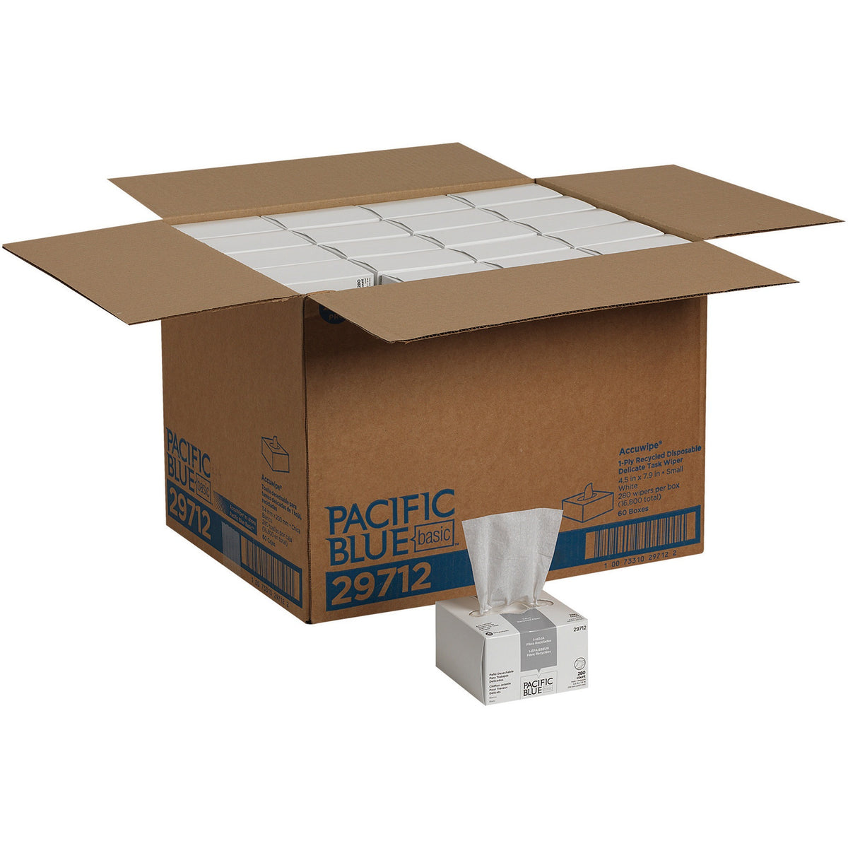 Pacific Blue Basic AccuWipe Recycled Disposable Delicate Task Wipers - For Precision Part, Instrument, Lens - 60 / Carto