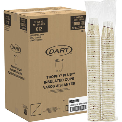 Solo Trophy Plus 12 oz Symphony Insulated Hot/Cold Cups - 12 fl oz - Beige - Foam - Hot Drink, Cold Drink, Beverage - 10