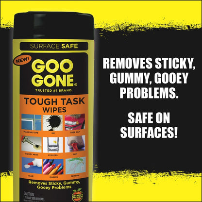 Goo Gone Tough Task Wipes - Disposable, Non-abrasive - White - 24/Tub - 1 Each
