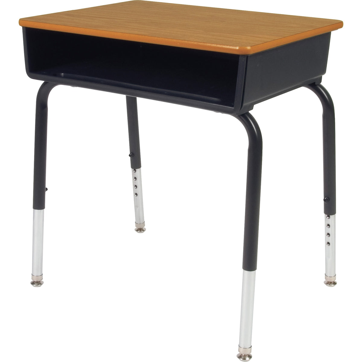 Lorell Adjustable-Height Student Desks with Book Box - Medium Oak Rectangle Top - Height Adjustable - 22" to 30" Adjustm