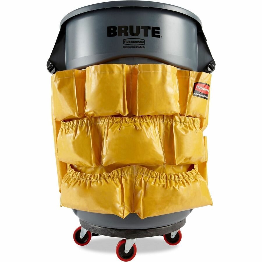 Rubbermaid Commercial Brute Utility Container Caddy Bag - - 12 Pocket(s) - 20.50" Height x 20" Depth - Yellow - Nylon - 