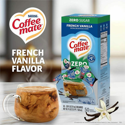 Coffee mate Zero-Sugar French Vanilla Nondairy Liquid Creamer Singles - French Vanilla Flavor - 0.38 fl oz (11 mL) - 200