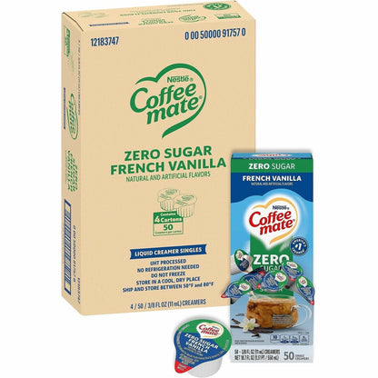 Coffee mate Zero-Sugar French Vanilla Nondairy Liquid Creamer Singles - French Vanilla Flavor - 0.38 fl oz (11 mL) - 200