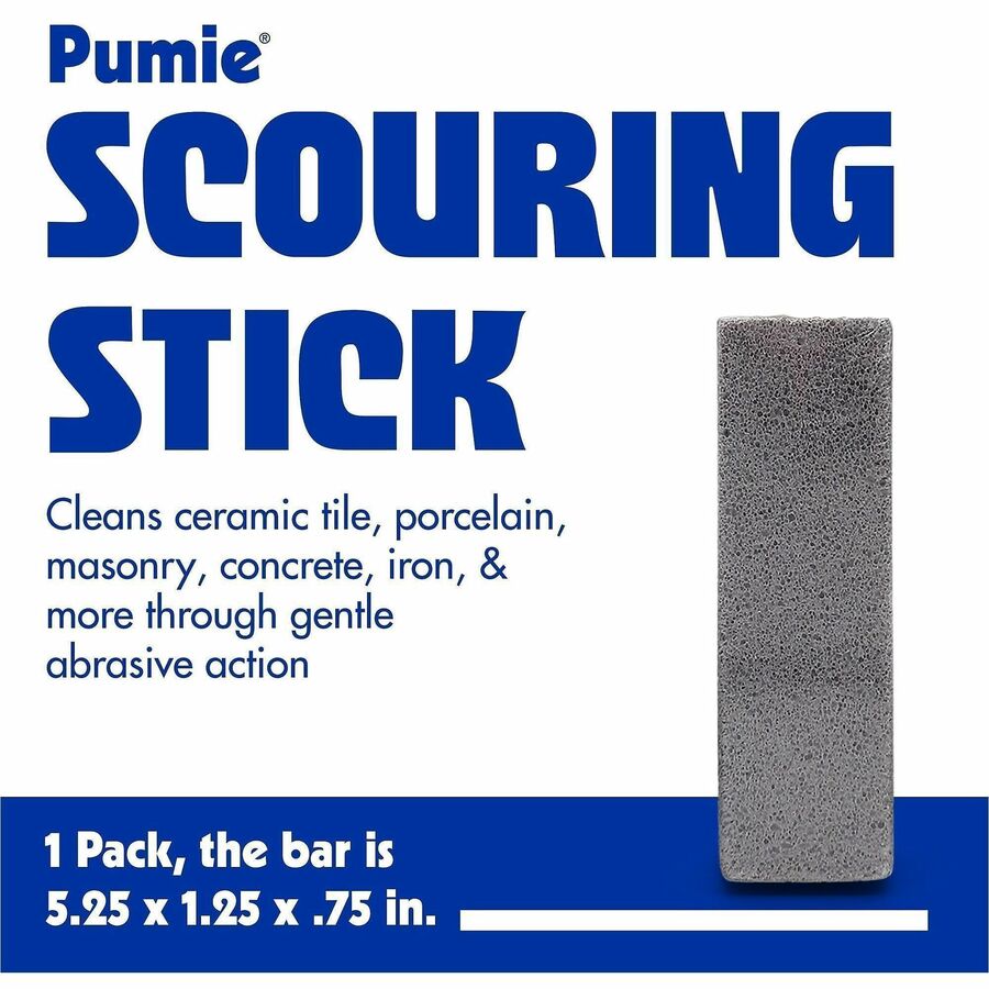 U.S. Pumice US Pumice Co. Heavy Duty Pumie Scouring Stick - Abrasive, Heavy Duty - Gray - 12/Pack - 6 / Carton