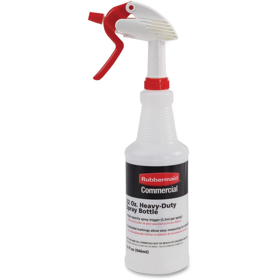 Rubbermaid Commercial 32-oz Trigger Spray Bottle - Suitable For Cleaning - Heavy Duty - 9.6" Height x 3.4" Width - Clear