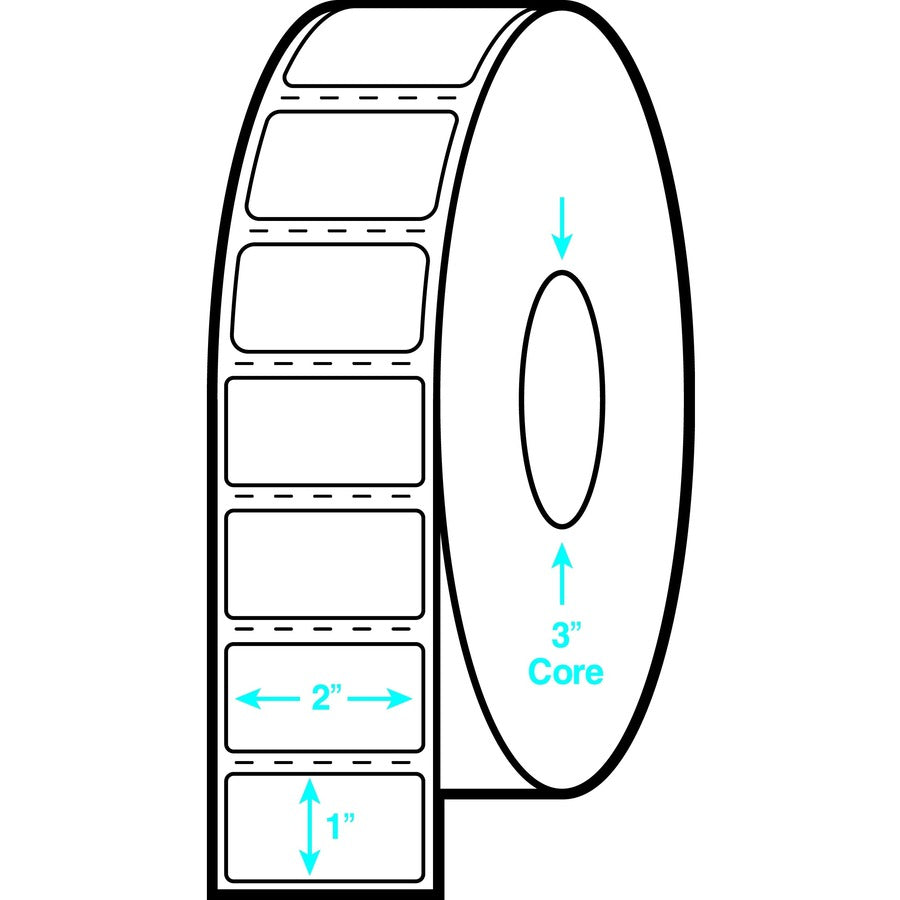 Avery® Shipping Label - 1" Width x 2" Length - Permanent Adhesive - Rectangle - Direct Thermal - White - Paper - 3000 / 