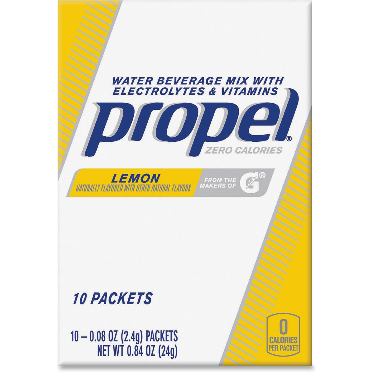 Propel Lemon Beverage Mix Packets with Electrolytes and Vitamins - Powder - 0.08 oz - Lemon - 10/Box - 12 / Carton