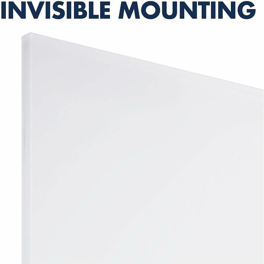 Quartet InvisaMount Magnetic Glass Dry-Erase Board - 74" (6.2 ft) Width x 42" (3.5 ft) Height - White Tempered Glass Sur