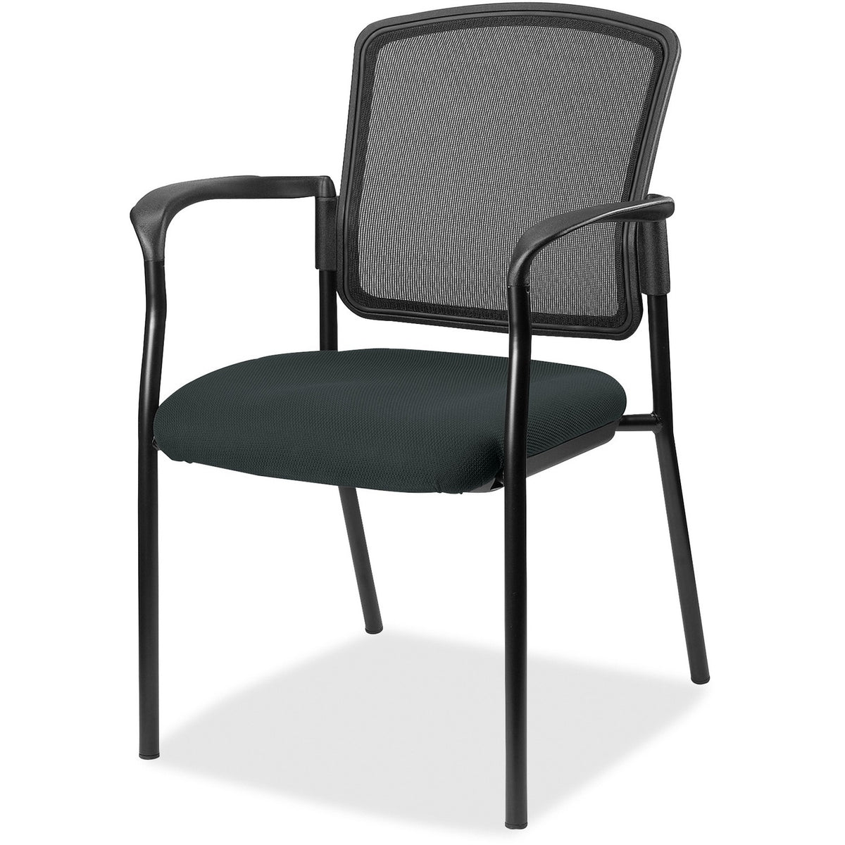 Lorell Mesh Back Stackable Guest Chair - Dillon Black Seat Color - Vinyl Seat Material - Black Back Color - Mesh Back Ma