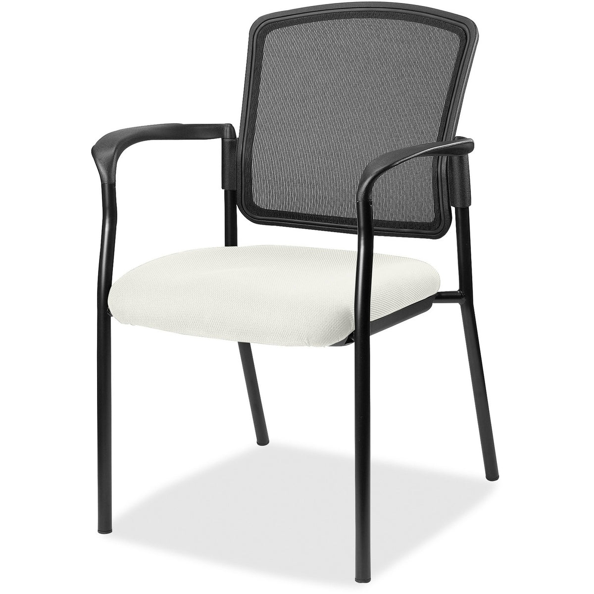 Lorell Mesh Back Stackable Guest Chair - Dillon Snow Seat Color - Vinyl Seat Material - Black Back Color - Mesh Back Mat