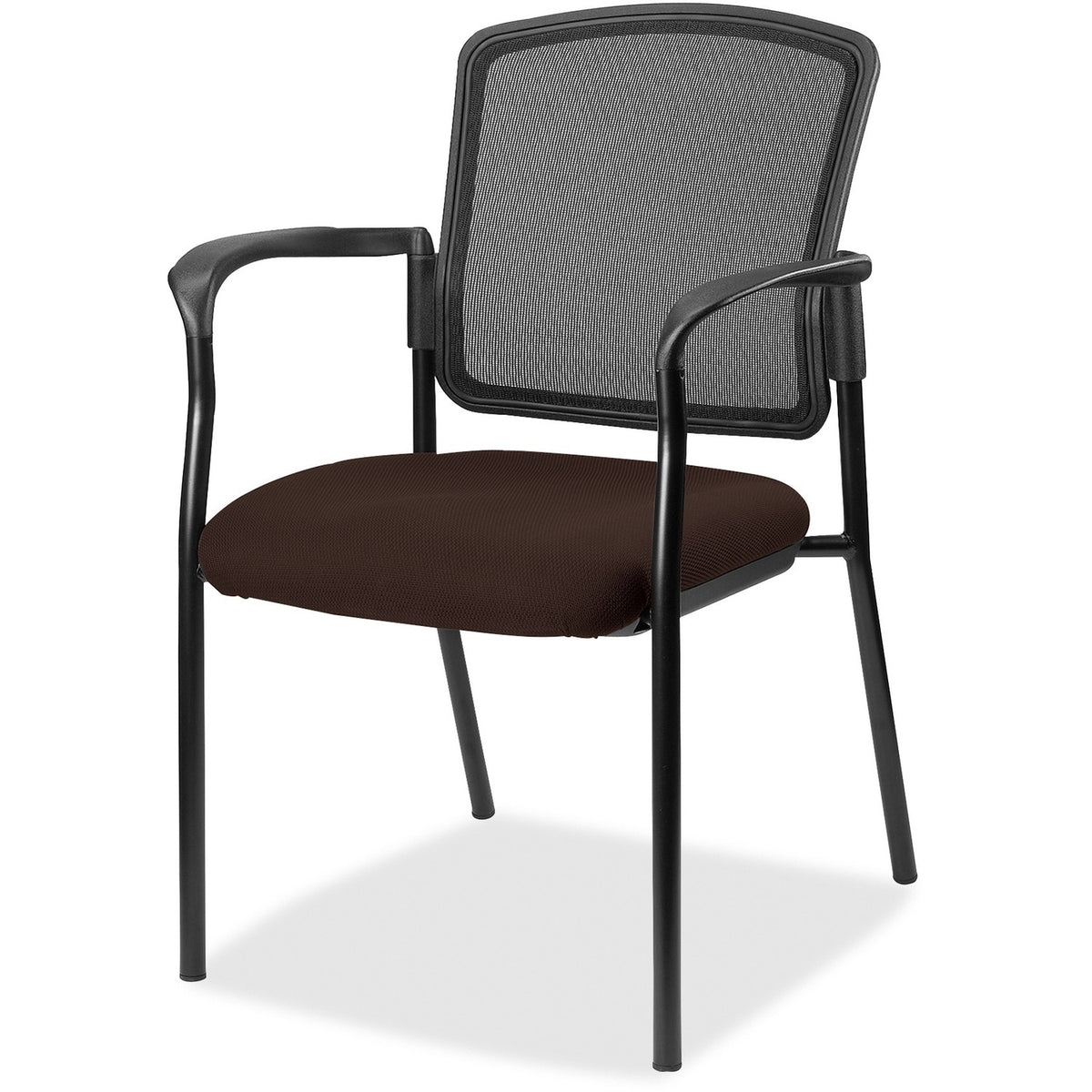 Lorell Mesh Back Stackable Guest Chair - Canyon Nightfall Seat Color - Vinyl Seat Material - Black Back Color - Mesh Bac