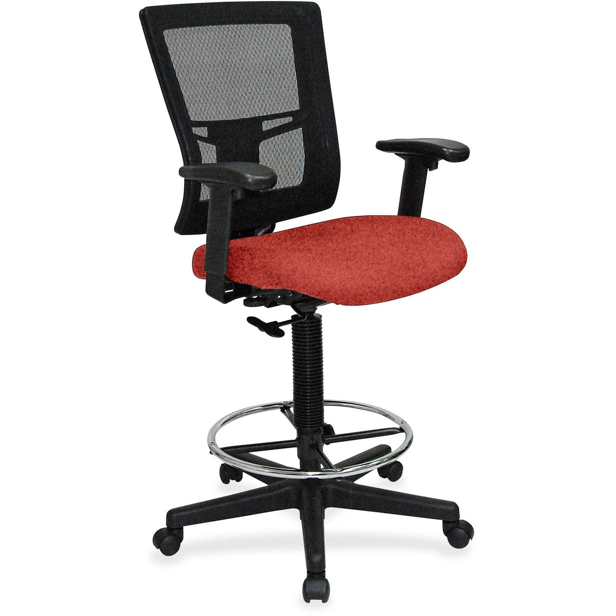 Lorell Mesh Back Drafting Stool - Canyon Red Rock Seat Color - Vinyl Seat Material - Black Back Color - Mesh Back Materi