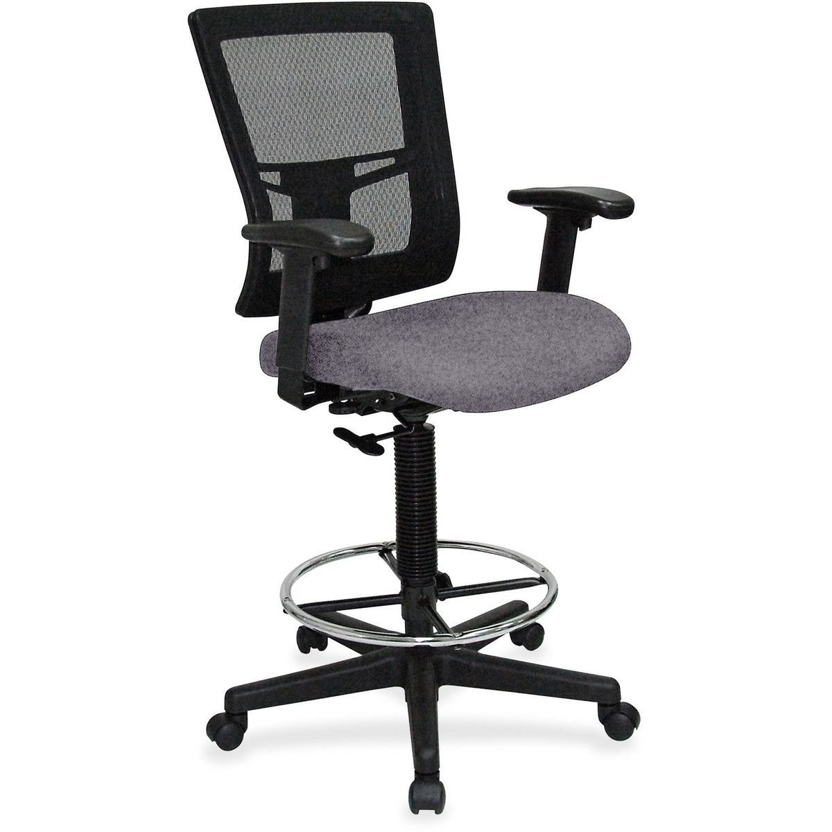 Lorell Mesh Back Drafting Stool - Canyon Carbon Seat Color - Vinyl Seat Material - Black Back Color - Mesh Back Material
