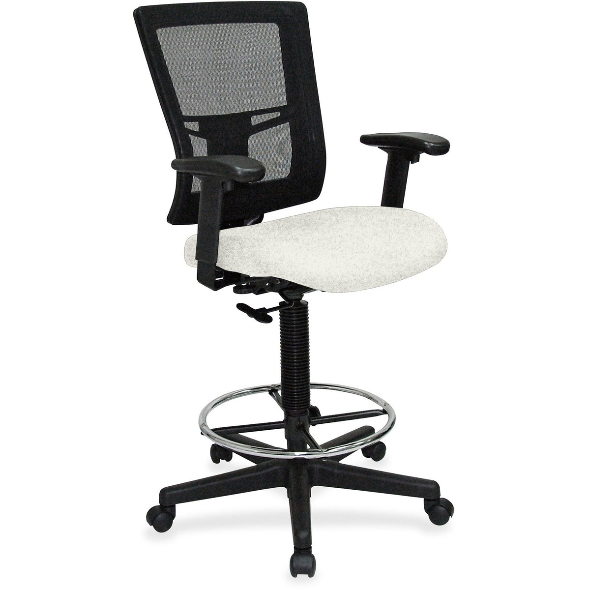 Lorell Mesh Back Drafting Stool - Dillon Snow Seat Color - Vinyl Seat Material - Black Back Color - Mesh Back Material -