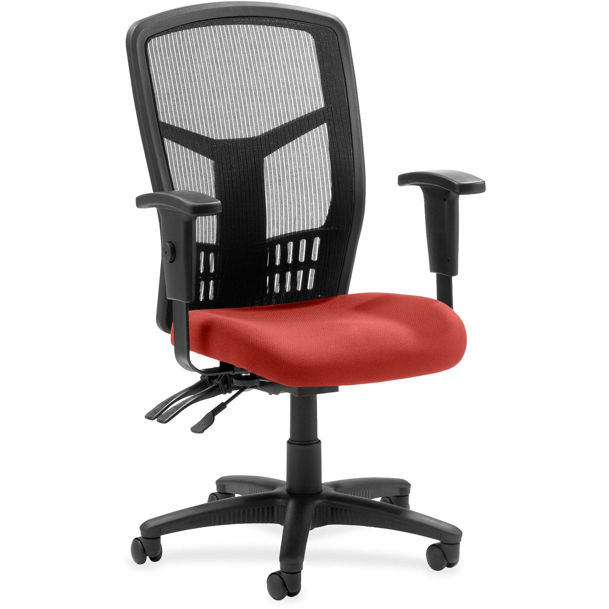 Lorell Executive High-back Mesh Chair - Canyon Red Rock Seat Color - Vinyl Seat Material - Black Back Color - Mesh Back 